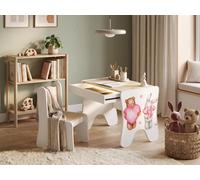 Ensemble de bureau pour élève aspect bois Artisan | Ensemble complet de mobilier pour enfants : table, chaise, lampe et tiroir | Espace d'étude pratique