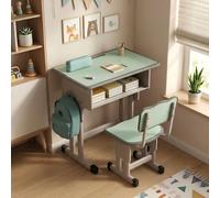 Ensemble de bureau pour enfant AIORBER avec chaise, réglable en hauteur, ergonomique, stable, mobilier d'étude, vert clair
