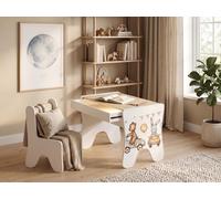Ensemble de bureau pour enfant Artisan en chêne | Bureau avec chaise, tiroir et lampe | Ensemble de mobilier pour chambre d'enfant, autocollants inclus