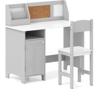 Ensemble de bureau pour enfant avec chaise, étagère, bois gris