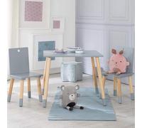 Ensemble de bureau pour enfants, 2 places, laqué gris