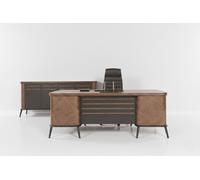 Ensemble de bureau raffiné : bureau de direction exclusif et buffet d'appoint design (2 pièces)