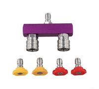 Ensemble de buse de nettoyeur haute pression 2 en 1 à double tête avec raccord rapide de 6,35 mm pour une livraison haute pression constante (avec buse violet)