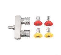 Ensemble de buses de nettoyeur haute pression 2 en 1 adaptateur 6,35 mm à connexion rapide mâle/femelle, embouts de nettoyage haute pression pour équipement de jardin robuste (avec buse blanche)