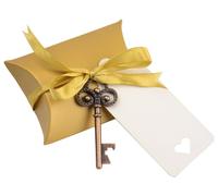 Ensemble de cadeaux souvenirs pour mariage vintage, de style rustique, comprenant des ouvre-bouteilles en forme de clé squelette