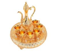 Ensemble de Cafetière Vintage, Ensemble de thé Rétro Européen avec Tasses Décor pour la Fête ou le Dîner, Sculpture en Alliage en Zinc Exquis (GOLD)