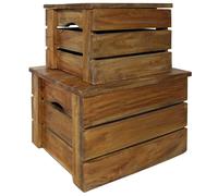 Ensemble de Caisse de Rangement Boîtes Coffres 2 pcs Bois d'Acajou Massif vidaXL