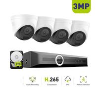 Ensemble de caméras de sécurité - Caméras de vidéosurveillance - Caméras IP - Ensemble d'enregistreur vidéo réseau (NVR) - Résolution HD 3MP