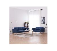 Ensemble de Canapé 2 pcs Mobilier de Salon Meuble de Salon Canapé-Lit Sofa de Salon Maison Salle de Séjour Intérieur Tissu Bleu 276853