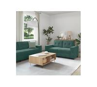vidaXL Ensemble de canapé 3 pièces avec coussins en velours – Vert foncé