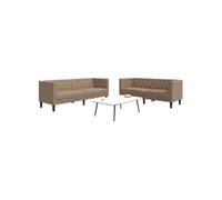 Ensemble de canapé Chesterfield 2 pcs cappuccino similicuir