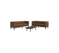 vidaXL Ensemble de canapé Chesterfield 2 pcs marron similicuir daim