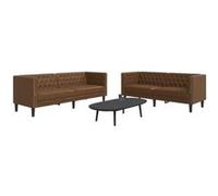 vidaXL Ensemble de canapé Chesterfield 2 pcs marron similicuir daim