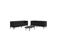 vidaXL Ensemble de canapé Chesterfield 2 pcs Similicuir Noir