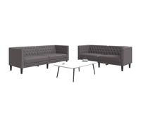 Canape droit 3 places en simili-cuir gris 74.5 x 174 x 70.5 cm