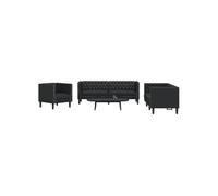Ensemble de canapé Chesterfield 3 pcs noir similicuir, canapé, siège de canapé, canapé relax, canapé confort, 3209267