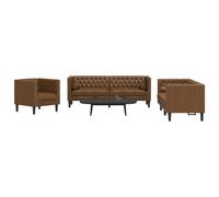 vidaXL Ensemble de canapé Chesterfield et traversins 3 pcs marron, canapé, siège de canapé, canapé relax, canapé confort, 3209290
