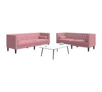vidaXL 3-delige Loungeset Chesterfield met bolsters fluweel roze3209284 Rose G