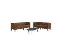 Ensemble de canapé Chesterfield et traversins 2 pcs marron, canapé, siège de canapé, canapé relax, canapé confort, 3209300