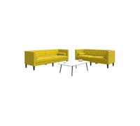 Ensemble de canapé Chesterfield et traversins 2 pcs velours Jaune G