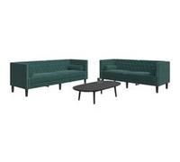 vidaXL Ensemble Chesterfield - Vert foncé