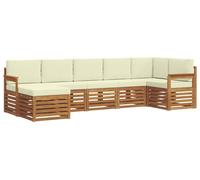 Ensemble de canapé d'angle avec coussin 7 pcs Naturel et Crème