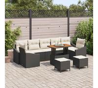 vidaXL Ensemble de canapé de jardin 10 pièces – Rotin synthétique – Coussins mémoire – Beige