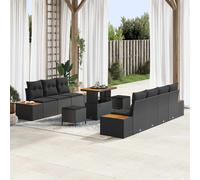 vidaXL Ensemble de canapé de jardin 10 pièces Poly rotin Beige avec coussins mémoire