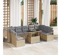 vidaXL Ensemble de canapés de jardin 10 pcs Beige et gris clair Poly-Rotin