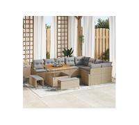 vidaXL Ensemble de canapé de jardin avec coussins 12 pcs Beige Poly-Rattan