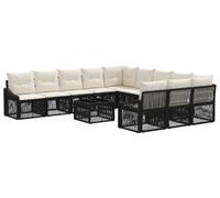 Ensemble de canapé de jardin 12 pcs Noir polyrotin