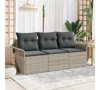 Ensemble de Canapé de Jardin 3 Pièces avec Coussins Gris Clair Poly Rattan gris clair G