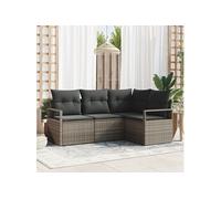 vidaXL Ensemble de canapés de jardin 4 pièces Poly-Rotin – Coussins à mémoire – Gris