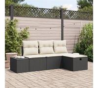 vidaXL Ensemble de canapé de jardin avec coussins 4 pcs noir Poly rotin