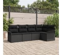 vidaXL Ensemble canapé de jardin avec mémoire 5 pcs noir poly rotin