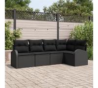 vidaXL Ensemble canapé avec coussins Noir Polyester