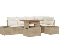 Ensemble de canapé de jardin 6 pcs Beige Poly rotin