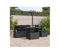vidaXL Ensemble de canapé de jardin avec coussins 6 pcs noir Poly rotin