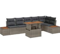 Ensemble de canapé de jardin 7 pcs Gris Poly rotin