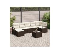 vidaXL Ensemble de canapés de jardin 8 pièces avec coussins brun et crème polyrotin