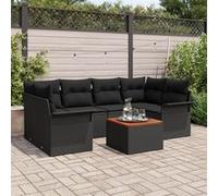 vidaXL Ensemble de canapé de jardin avec coussins 7 pcs noir poly rotin