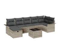 Ensemble de Canapé de Jardin 8 pc Poly Rotin Modulaire Extérieur | Couleur terre, design lisse, housse de , terrasse, jardin