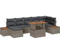 Ensemble de canapé de jardin 8 pcs Gris Poly rotin