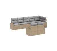 vidaXL Ensemble de canapé de jardin 8 pièces avec coussins Beige et gris clair Poly-Rotin