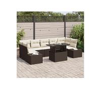 vidaXL Ensemble de canapé de jardin avec coussins 8 pcs brun et crème