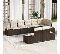 Ensemble de Canapé de Jardin 8 pièces avec Coussins Marron Rattan Poly Marron G