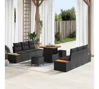 Ensemble de canapés de jardin vidaXL, 9 pièces, 8 places, noir et crème