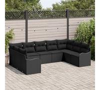 Ensemble de canapés de jardin vidaXL en polyrotin noir