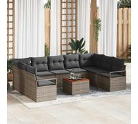 vidaXL Ensemble de canapés de jardin 10 pièces Beige polyrotin avec coussins