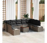 vidaXL Ensemble de canapé de jardin avec coussins 10 pcs Beige Poly-Rattan
